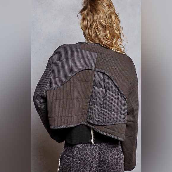 POL SMT2166 Black Bomber Jacket with Textured Fabric - Picture 4 of 7